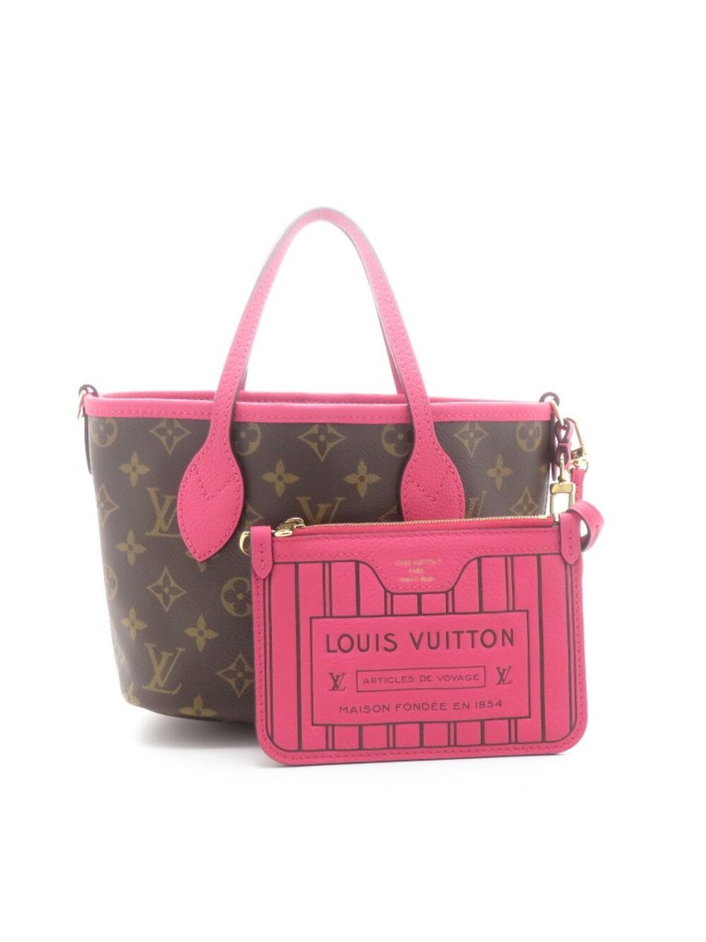 Louis Vuitton Neverfull Inside Out BB Monogram Rose Pondicherry Handbag Canvas